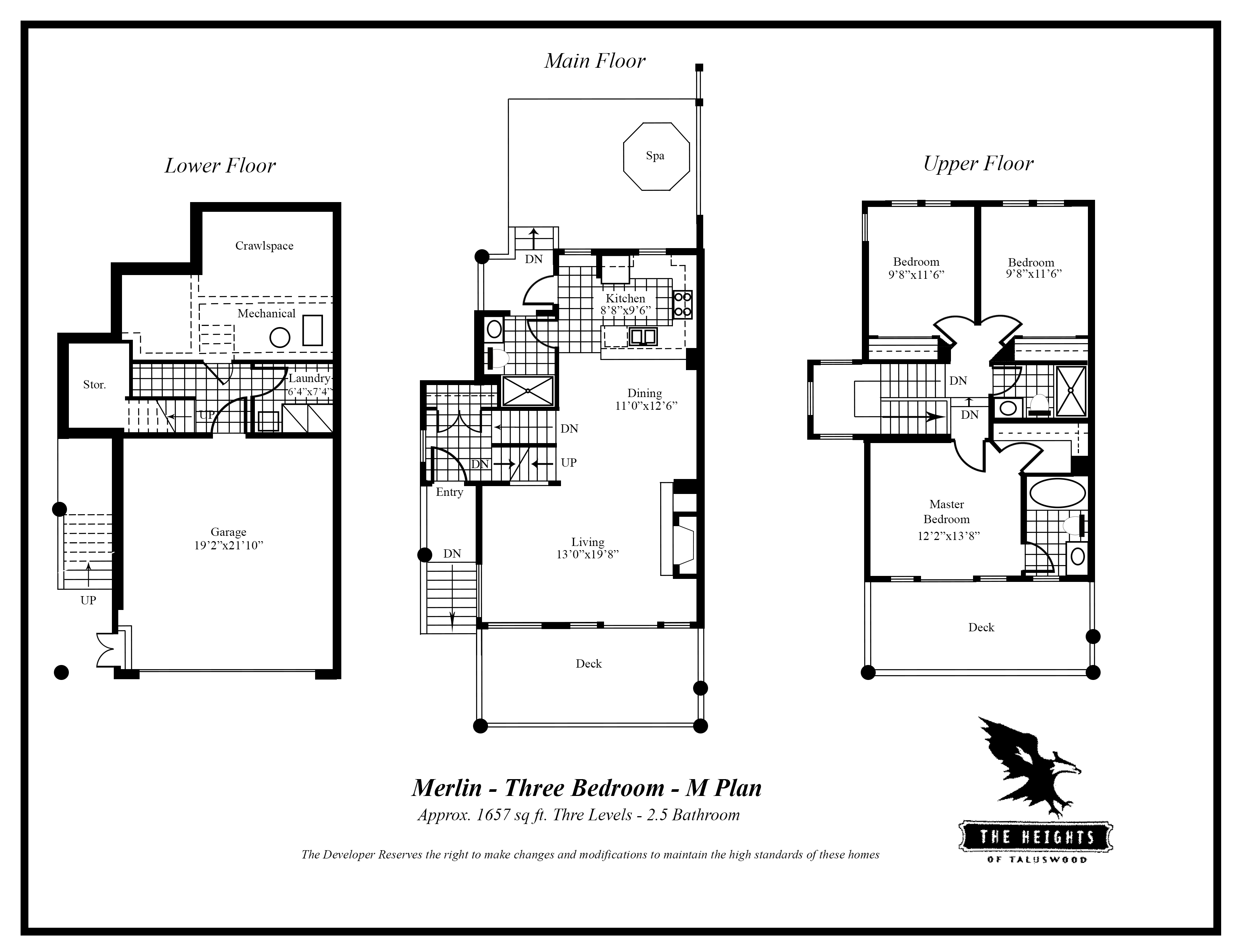 Heights M 3 bedroom floor plan