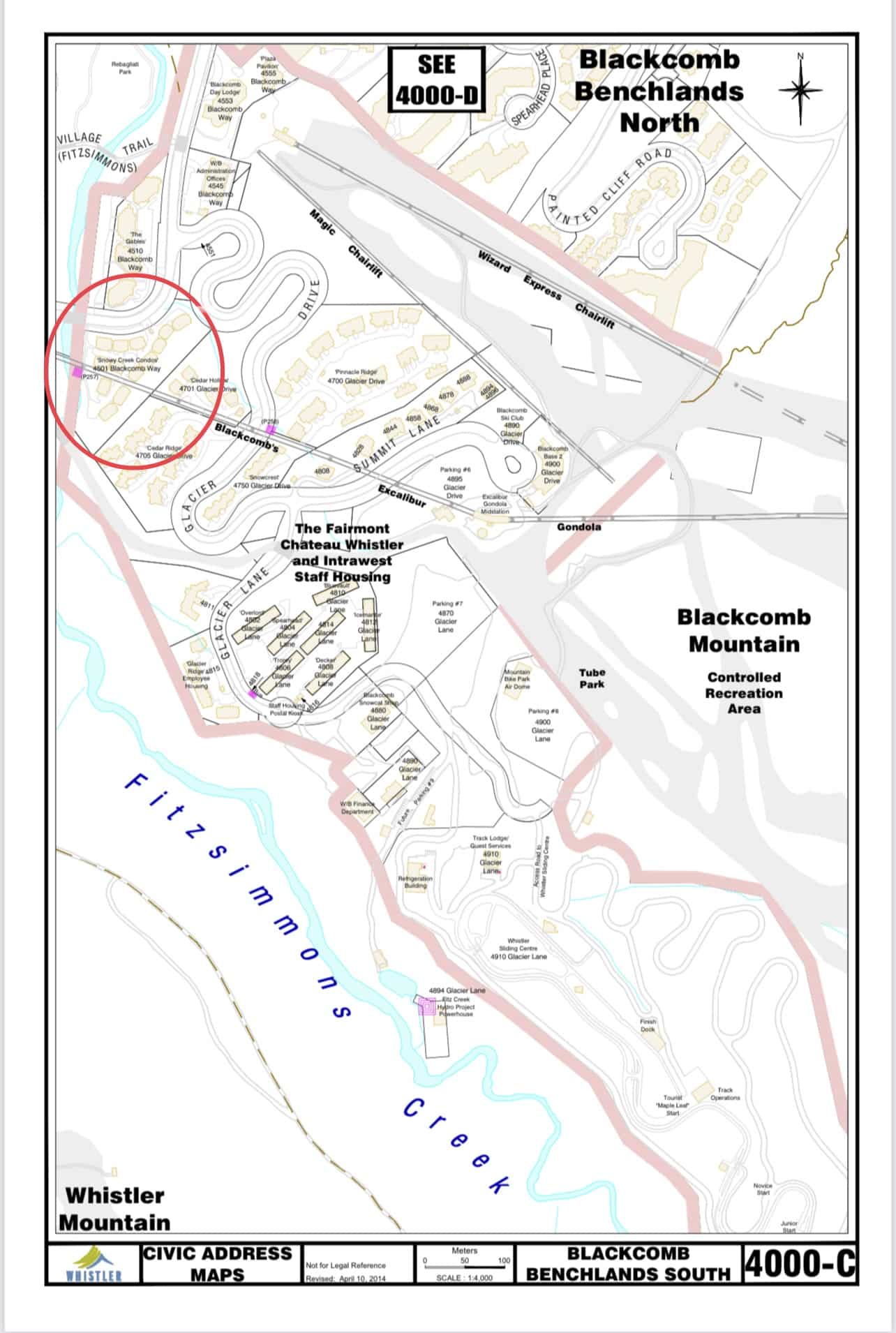 Snowy Creek Civic Address Map