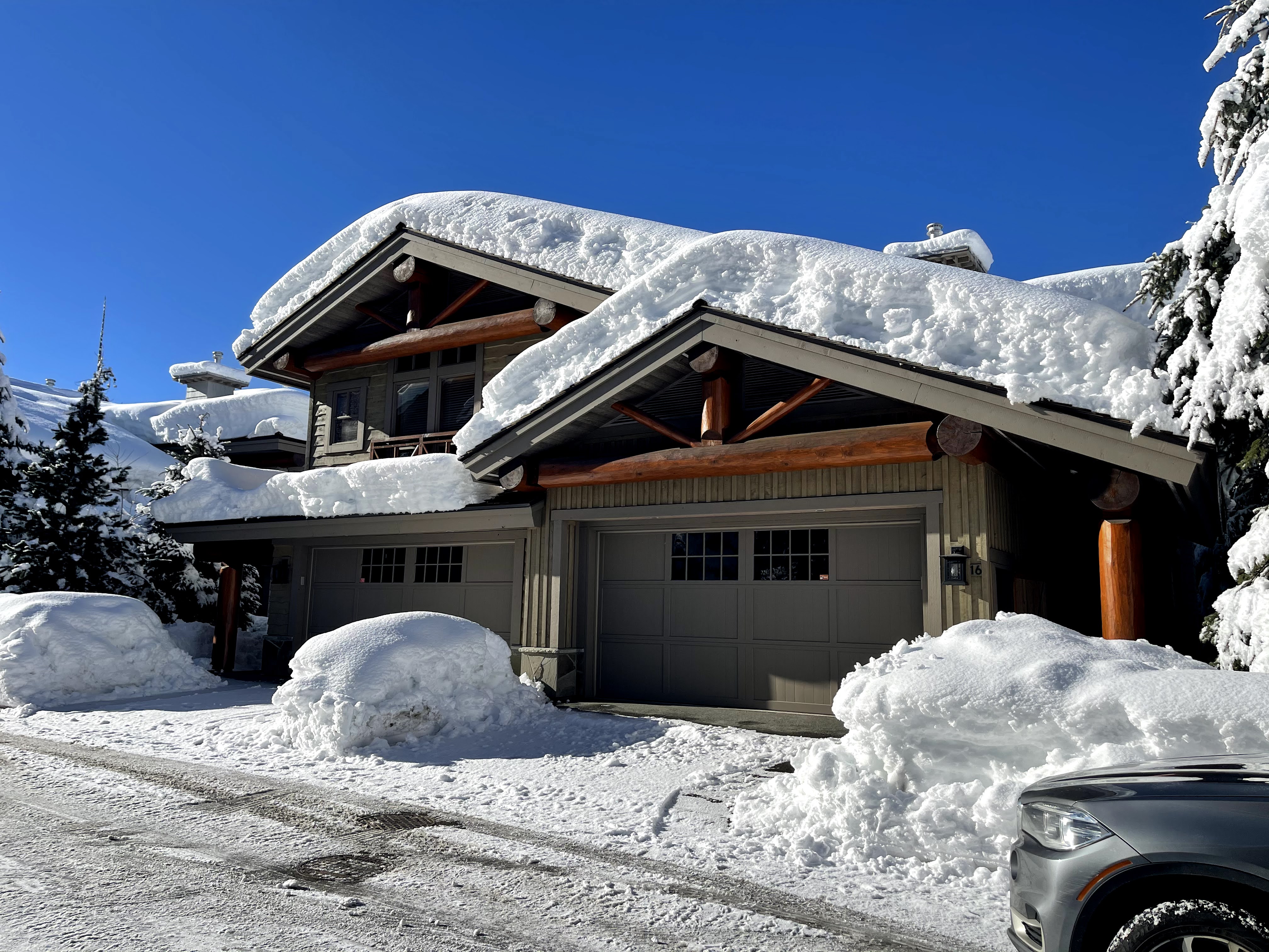 Heights front row with double car garage and snow