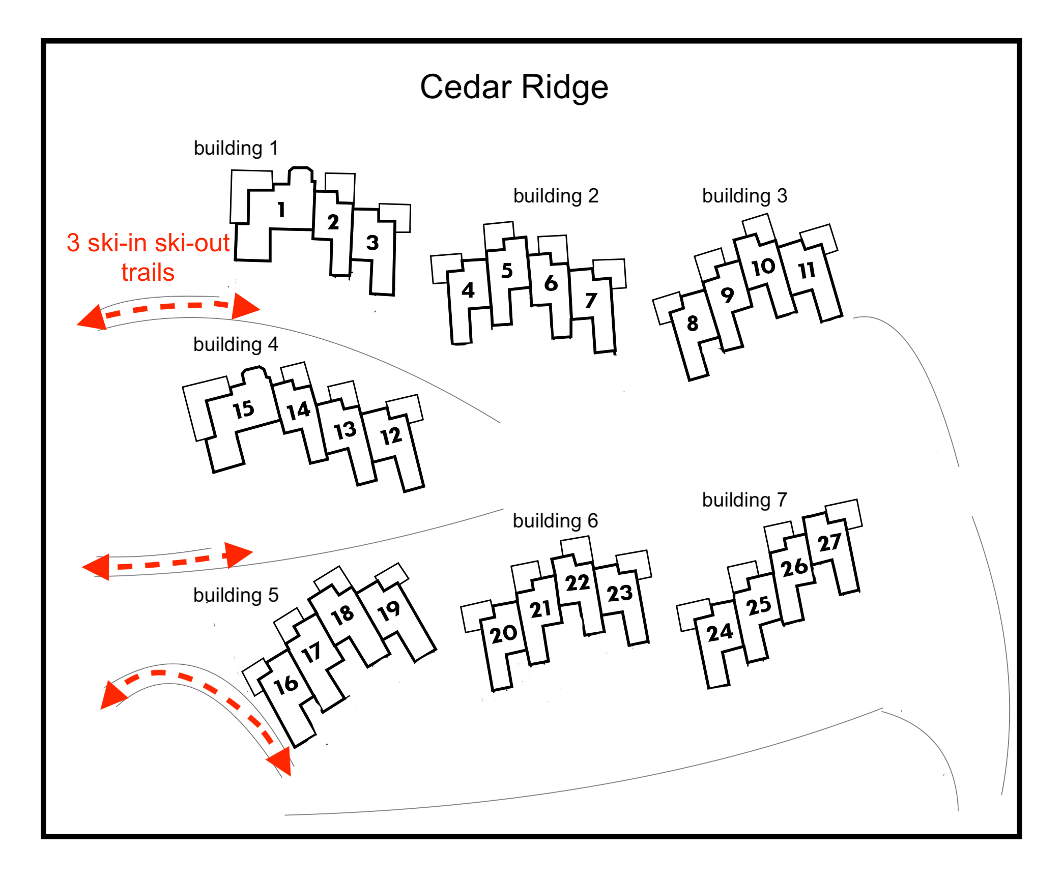 Cedar Ridge ski trails marked in red