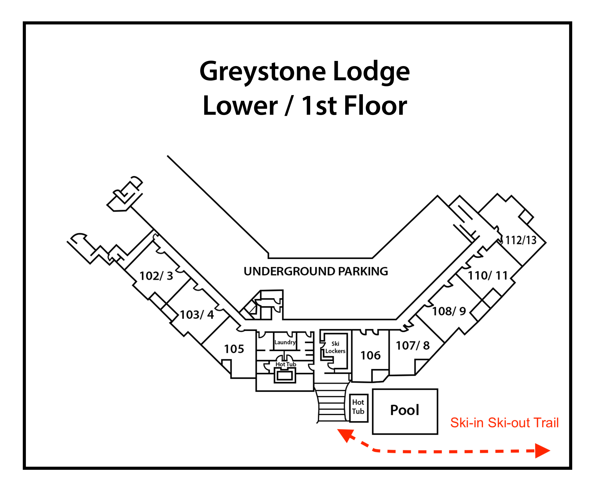 Greystone-Lodge SKI IN TRAIL MARKED IN RED 1st-Floor-(numbers-only)