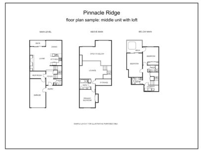 Pinnacle ridge floor plan middle unit with loft