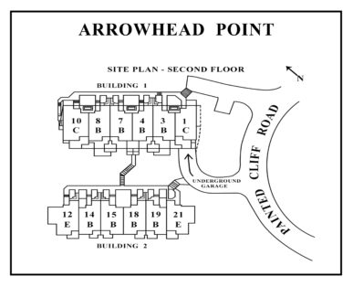 Arrowhead Point second floor site plan showing unit locations