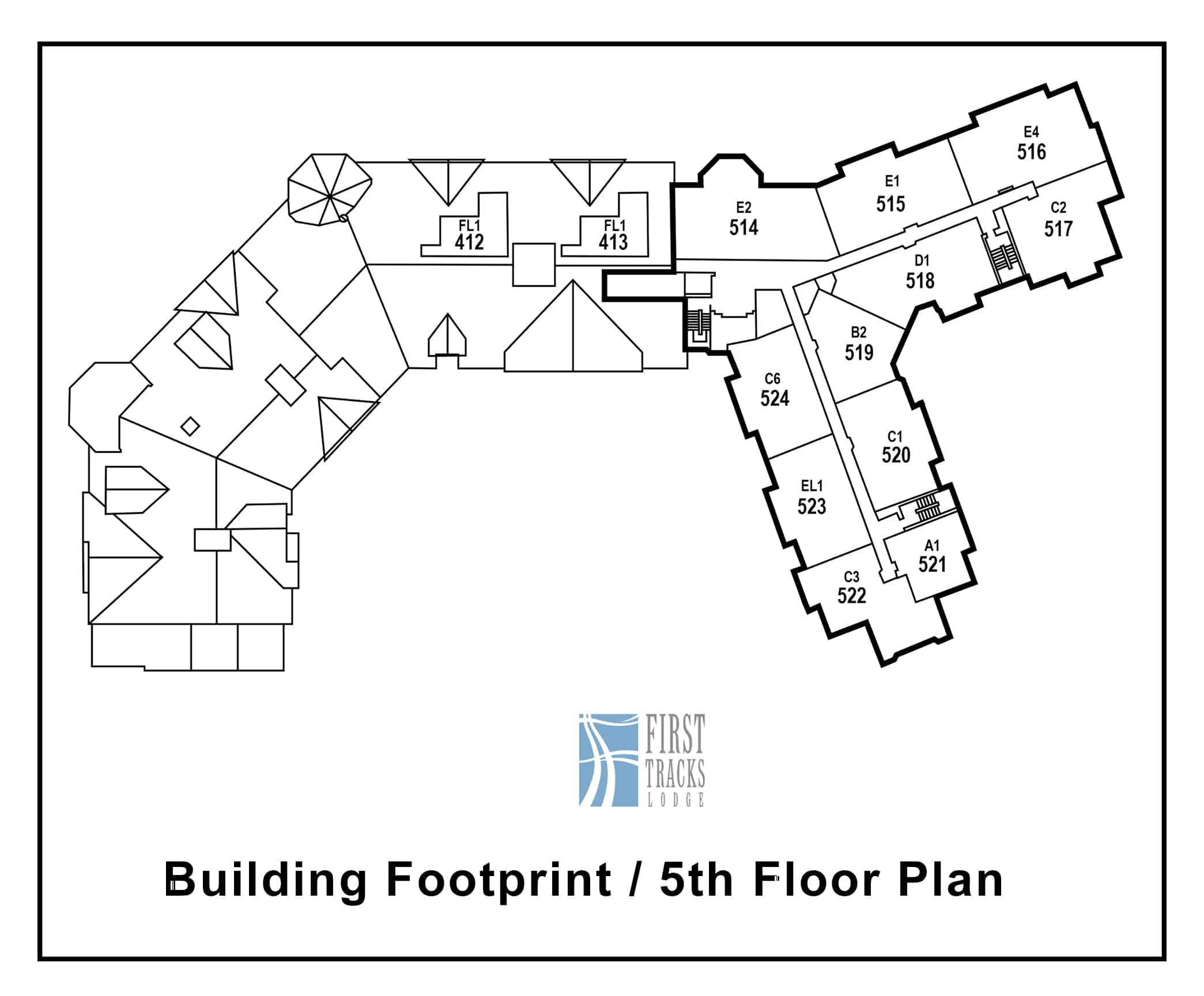First Tracks Lodge5th-floor-showing-unit-numbers-and-floor-types-First-Tracks-Lodge-Building---