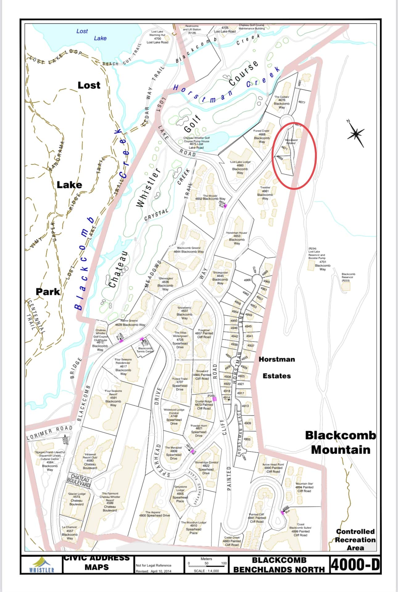 civic address map Woodlands on Blackcomb Way